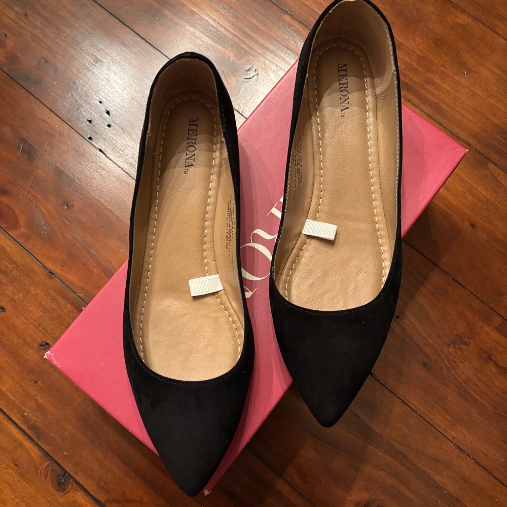 Merona Ballet Flat Pointed Black Shoes Size 8.5